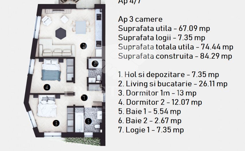 Apartament 3 camere Doamna Ghica | 75mp | Imobil 2025 - Poză 8