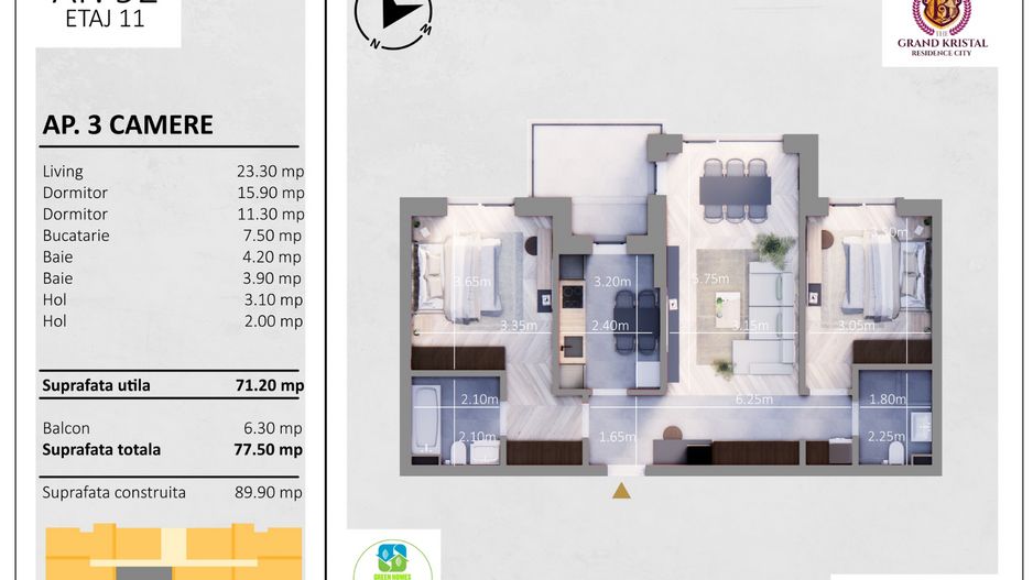Apartament decomandat cu 3 camere si balcon - zona Bd Metalurgiei - Poză 7