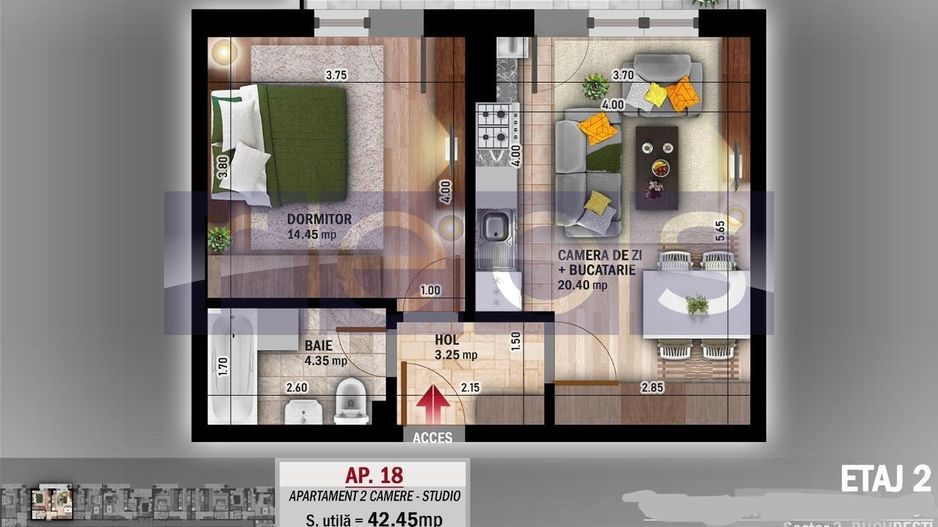 VANZARE APARTAMENT 2 CAMERE 48MP BLOC NOU TITAN PALLADY - Poză 7