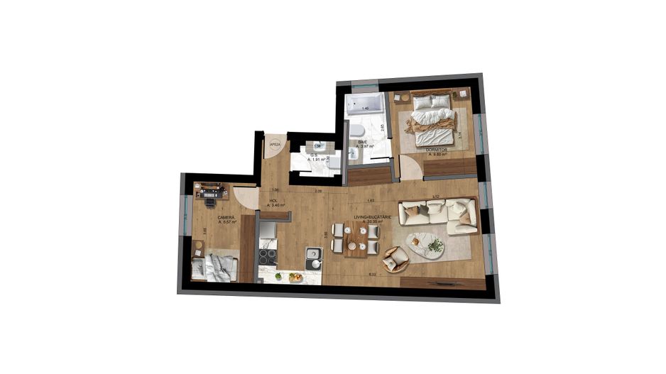 Apartament 3 camere nou, Pta-Unirii -AP02 - Schiță 3