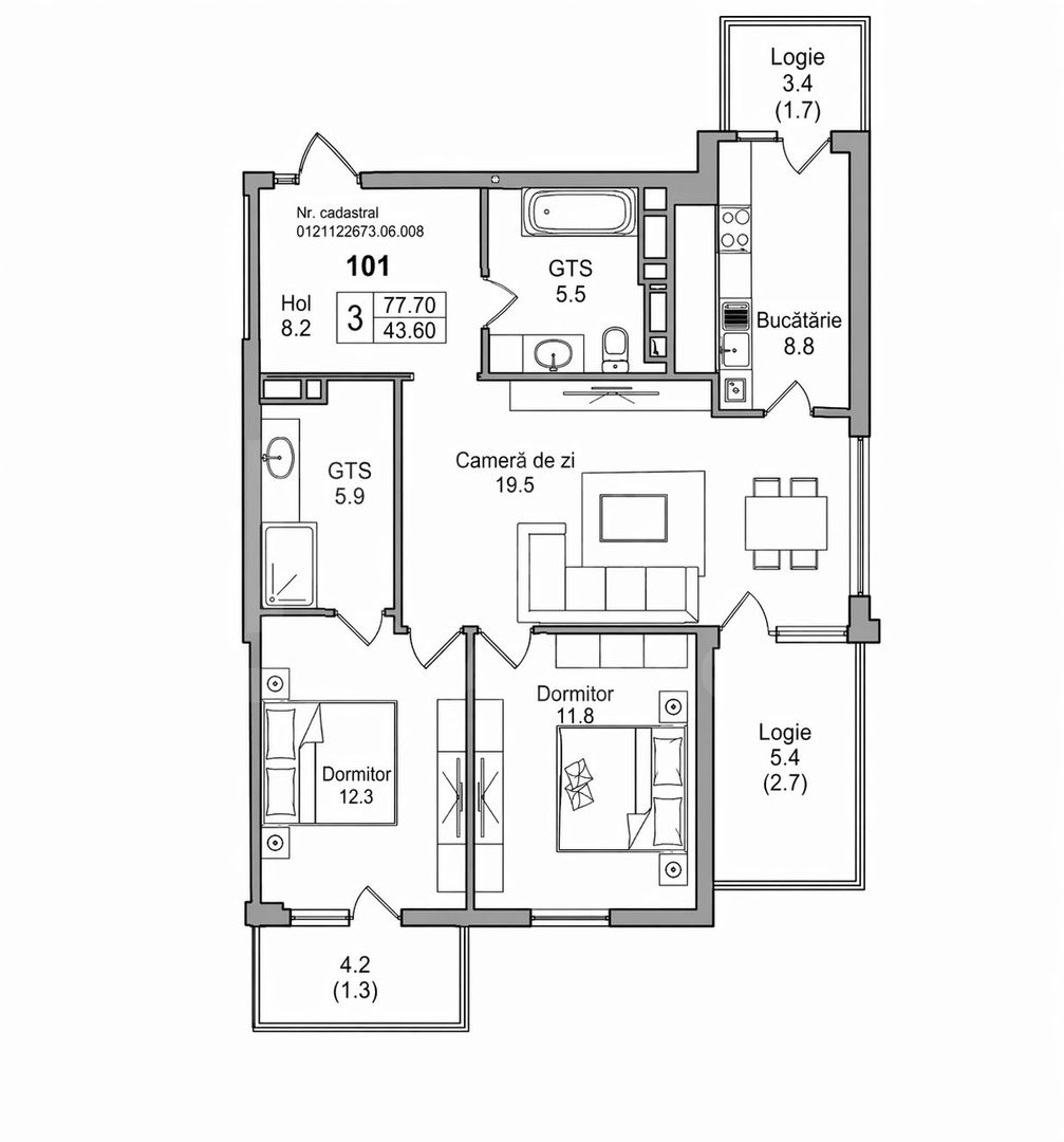 Vânzare, apartament, 2 camere, str. Durlești, Dumbrava - Poză 2