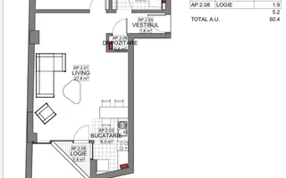 VANZARE APARTAMENT 2 CAMERE | LIZEANU | BLOC NOU | PARCARE | TERASA - Schiță 14
