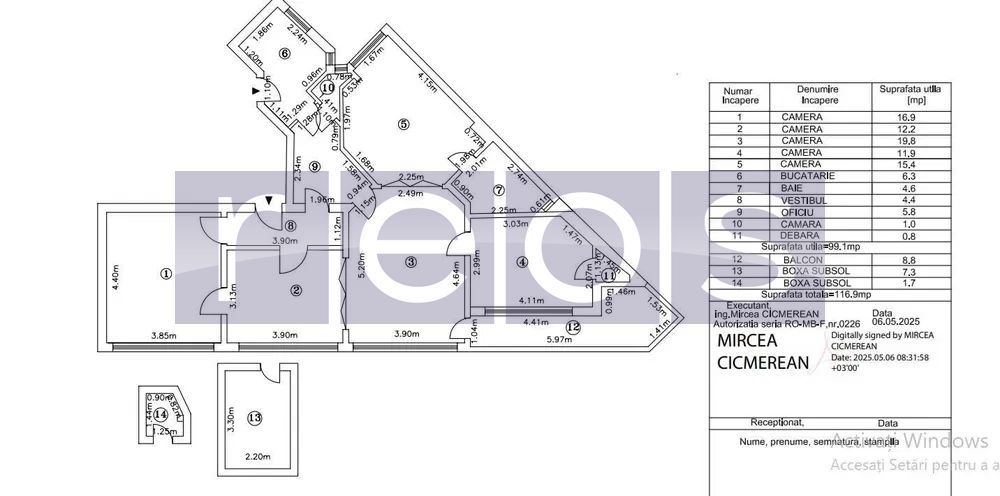 VANZARE APARTAMENT 5 CAMERE | 116MP | BLV LASCAR CATARGIU | - Schiță 12