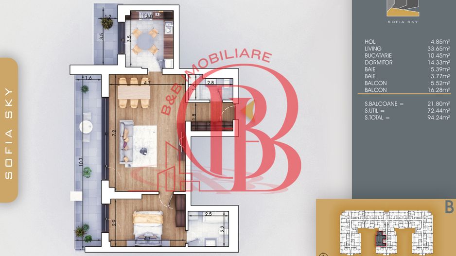 2 camere cu 2 bai Bloc Finalizat Theodor Pallady 7min Metrou - Schiță 2