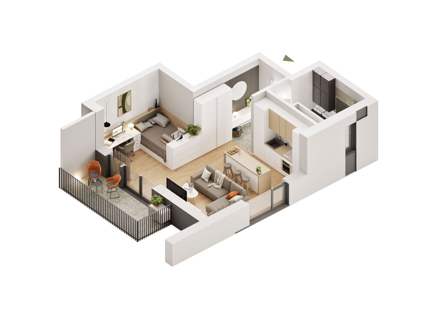 Apartament cu 1,5 camere în zona Confecții - Poză 1