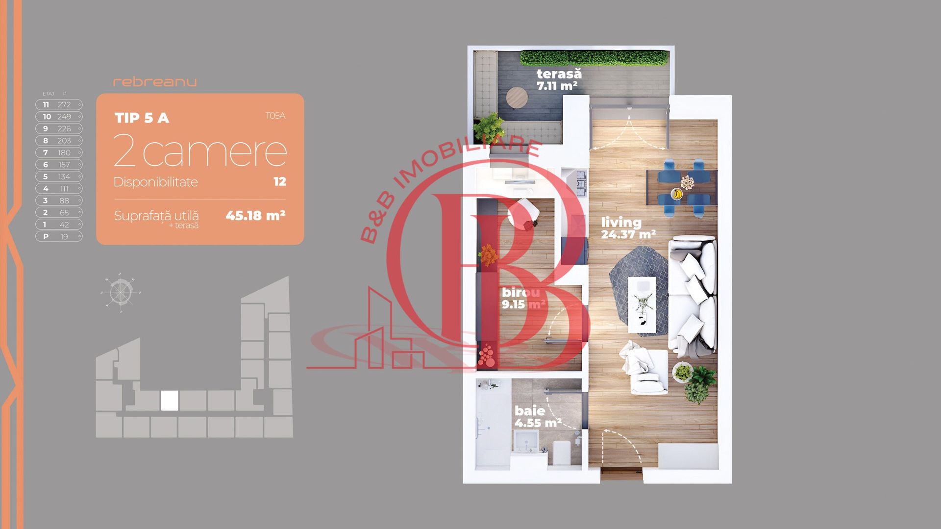 2 camere– Titan – Auchan 1 Decembrie 1918- Metrou Titan - Schiță 12