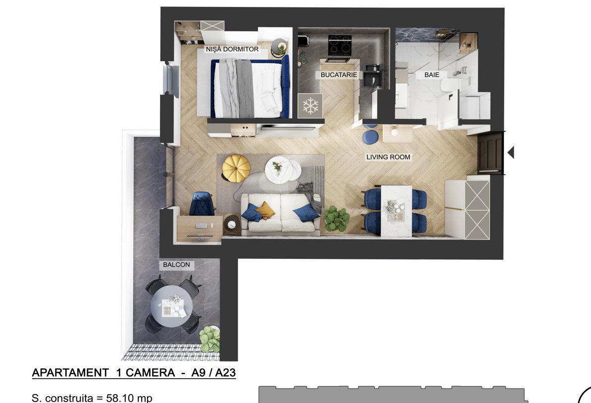 Studio dublu cu terasă superbă Pipera OMV | Pipera Plaza - Poză 6