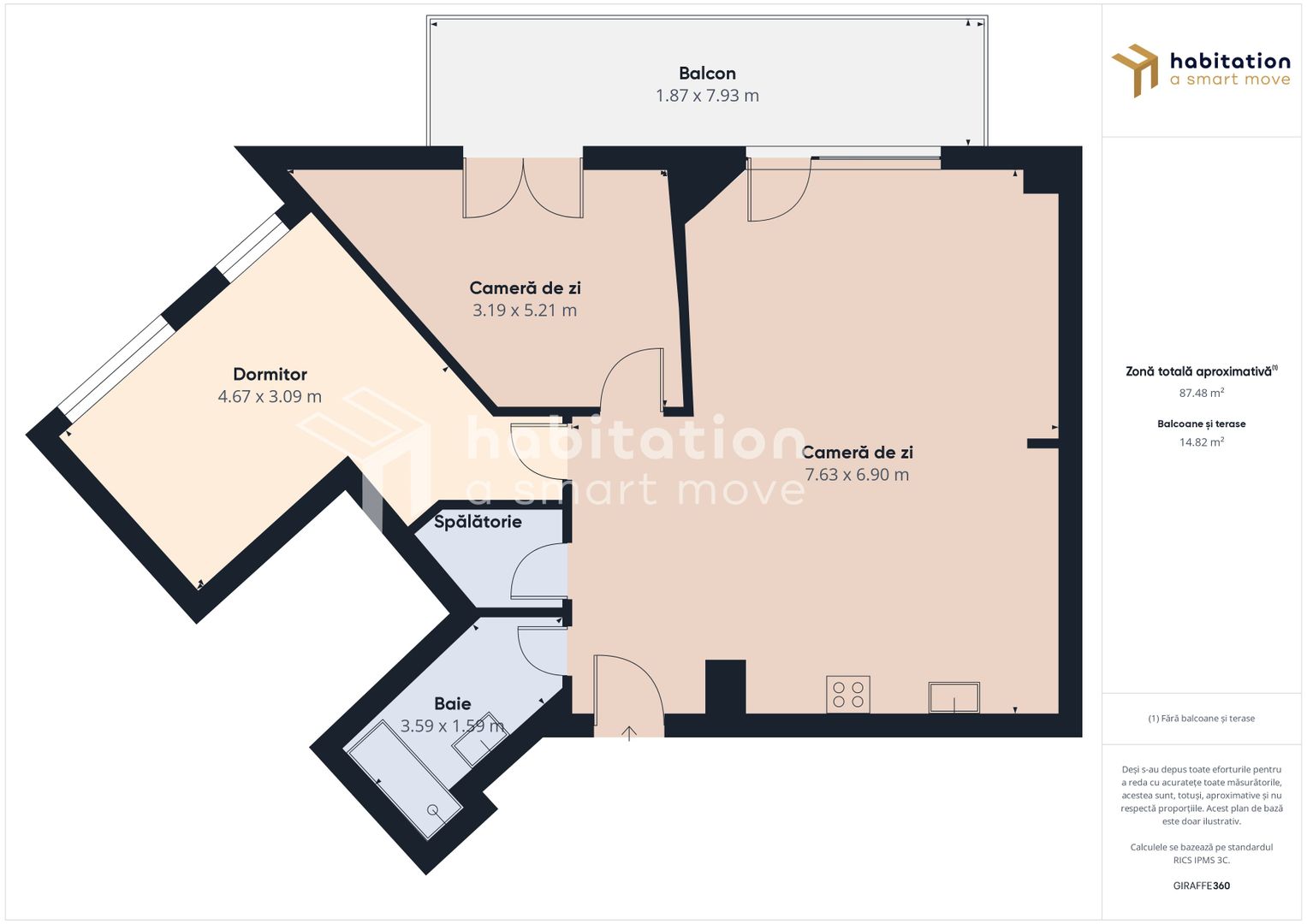 Tur virtual - 3 camere, premium, priveliște panoramica, zona Centrala - Poză 23