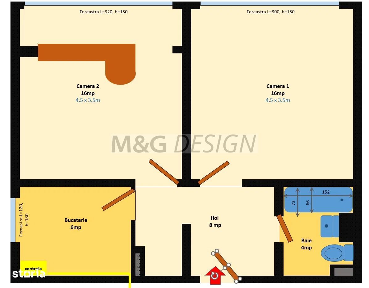 Ap 2 camere, zona Circumvalatiunii - Favorit, et 1, centrala - Schiță 9