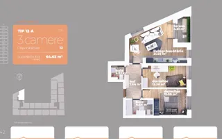 Apartament modern 3 camere 2 Bai Titan Sector 3 - Schiță 15