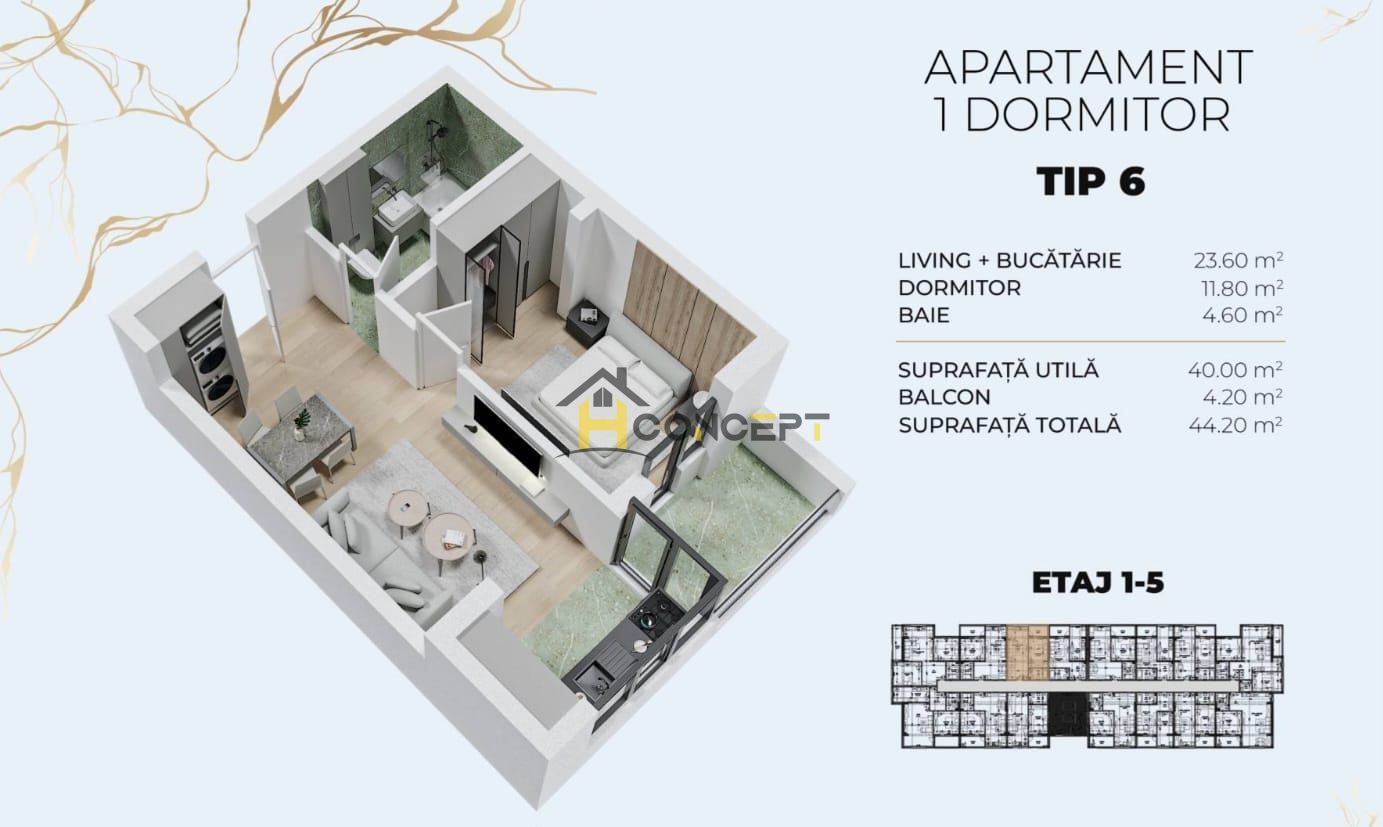 Apartament 2 camere, open space, Popesti Leordeni, comision 0% - Poză 5