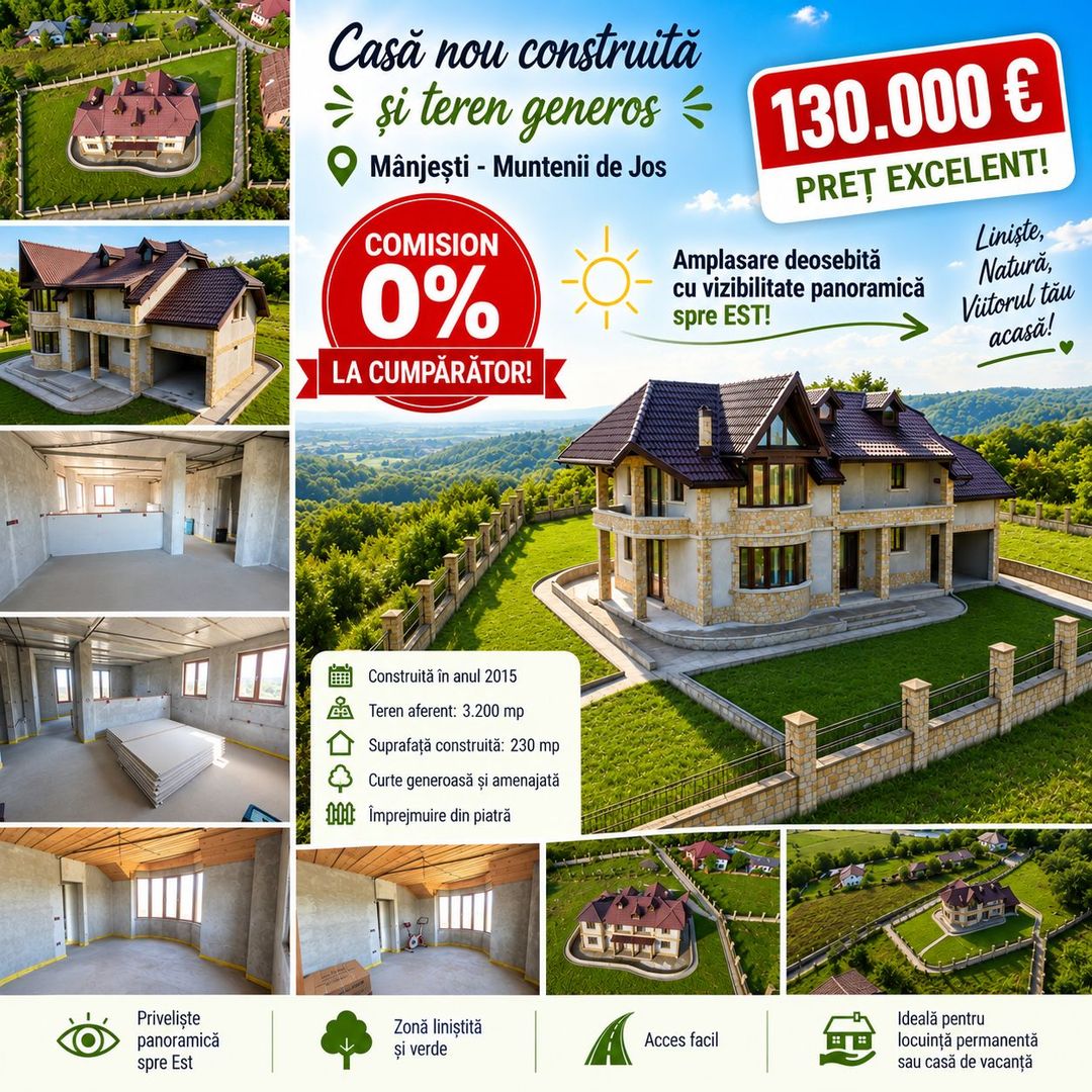 Casă spațioasă cu teren generos de 3.200 mp, VASLUI - MÎNJEȘTI; - Poză 1