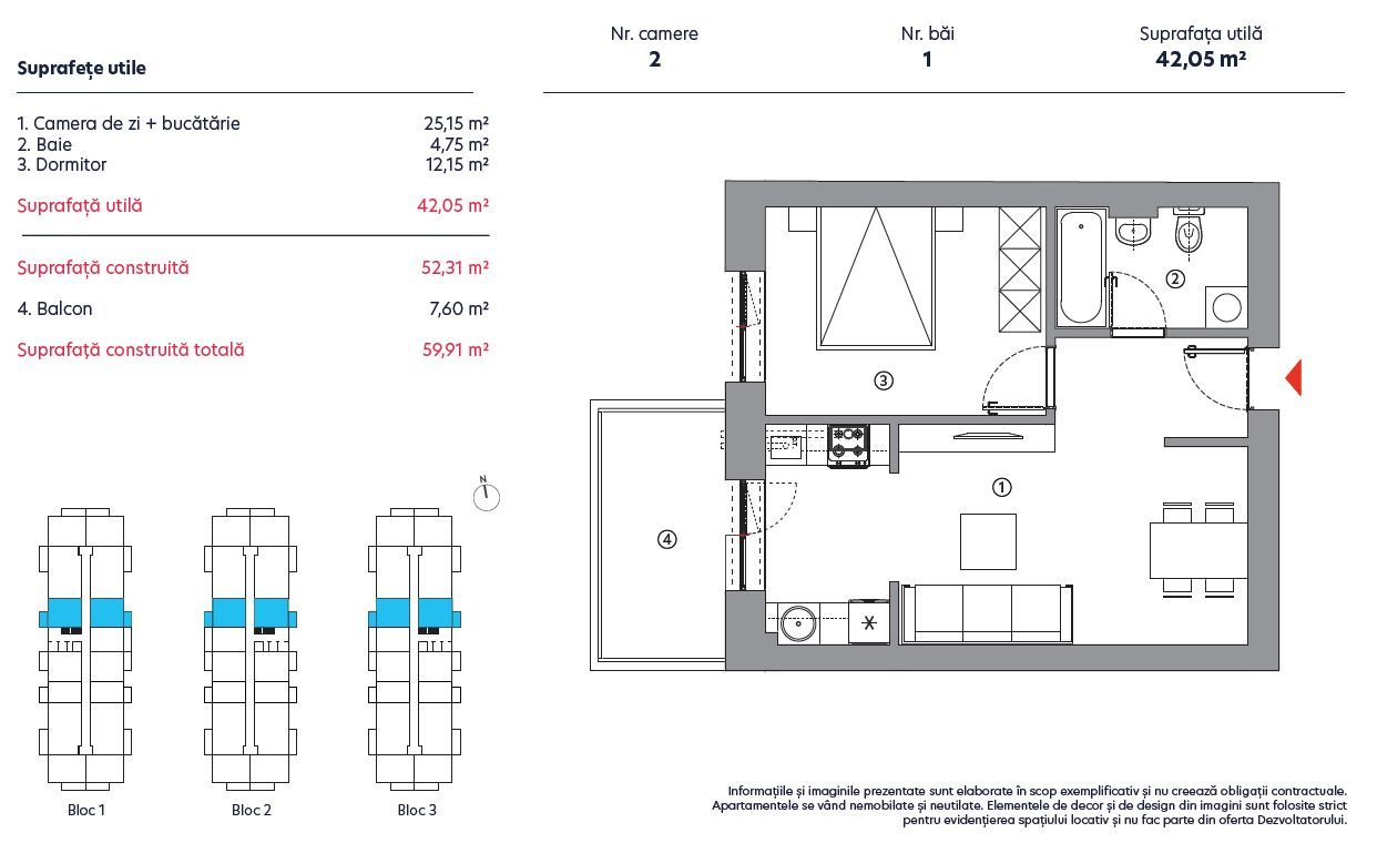 APARTAMENT 2 CAMERE | PALLADY | PROIECT NOU - Poză 7