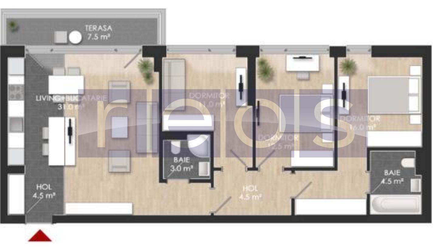 VANZARE 4 CAMERE | TERASA | STRAULESTI | PISCINA PRIVATA A COMPLEXULUI - Schiță 12