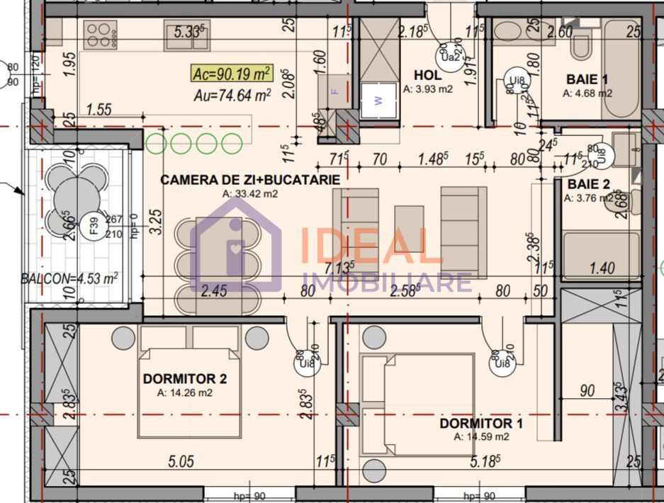 Apartament cu 3 camere si balcon,  75 mp utili, zona Turnisor - Poză 3