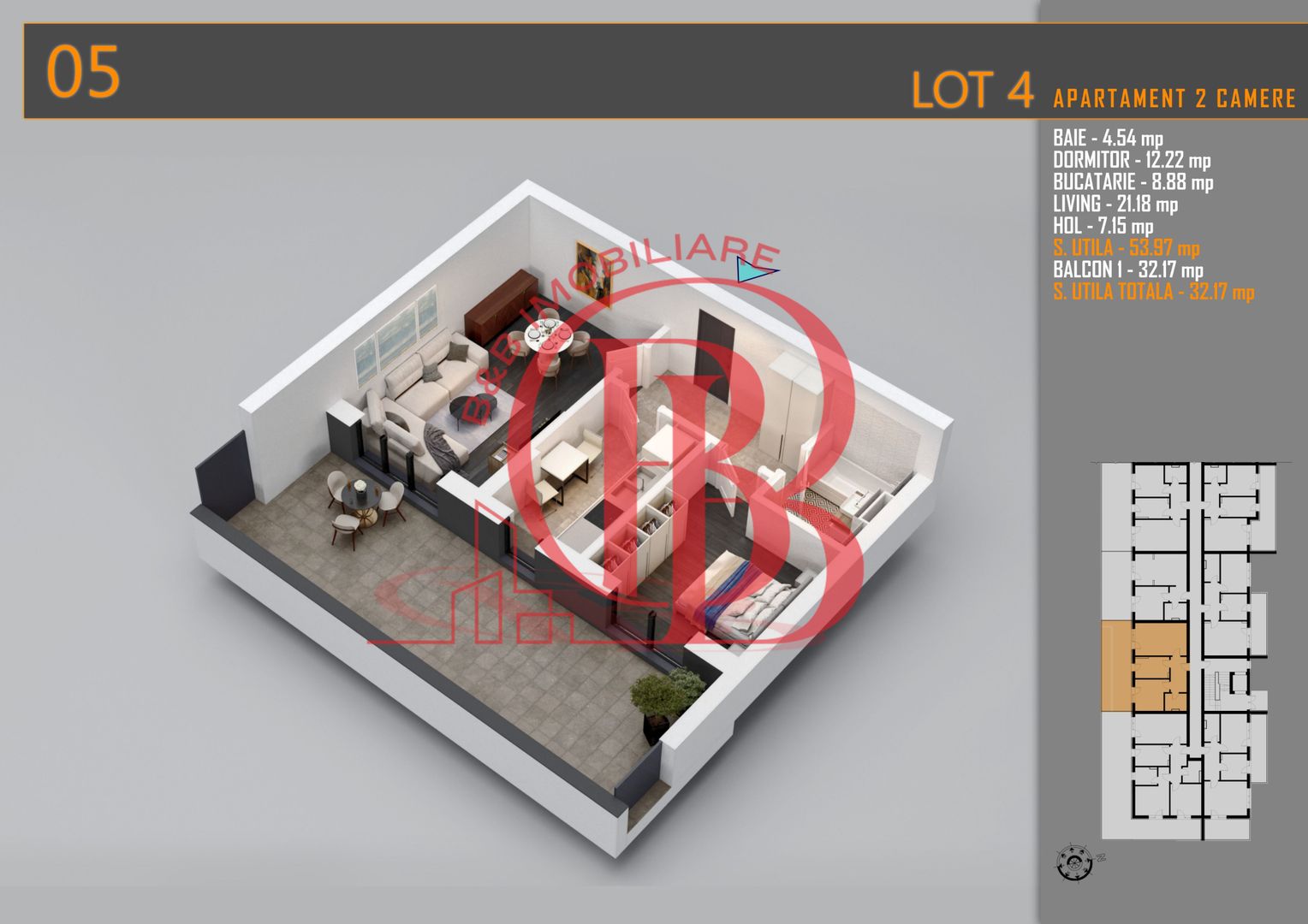 Apartament 2 camere cu Terasa Titan-Pallady-Metrou Teclu - Schiță 1