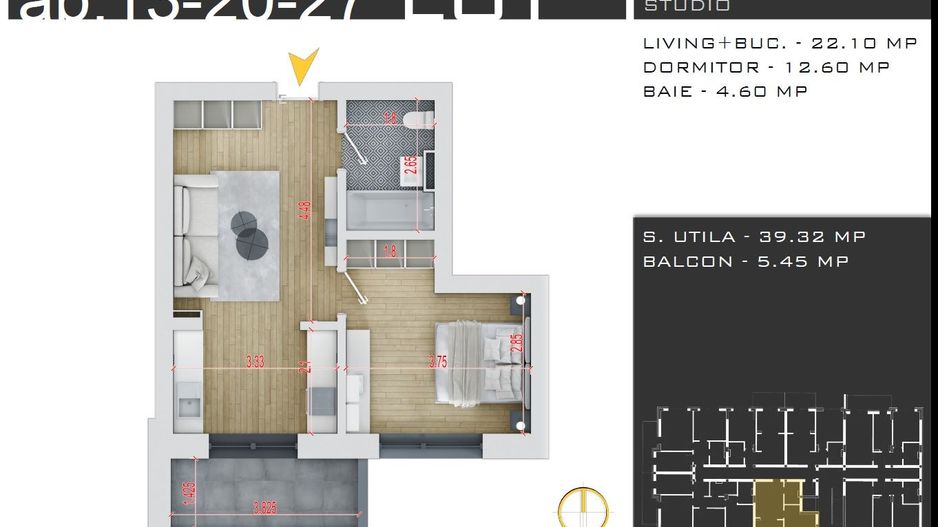 Ap. 2cam. living open-space in bloc p+3 / pallady. comision 0%! - Poză 1