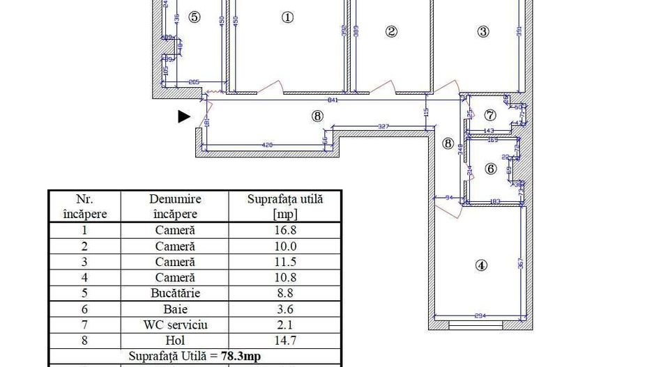 Apartament 4 camere bloc 1978, reabilitat, Lujerului - Schiță 7