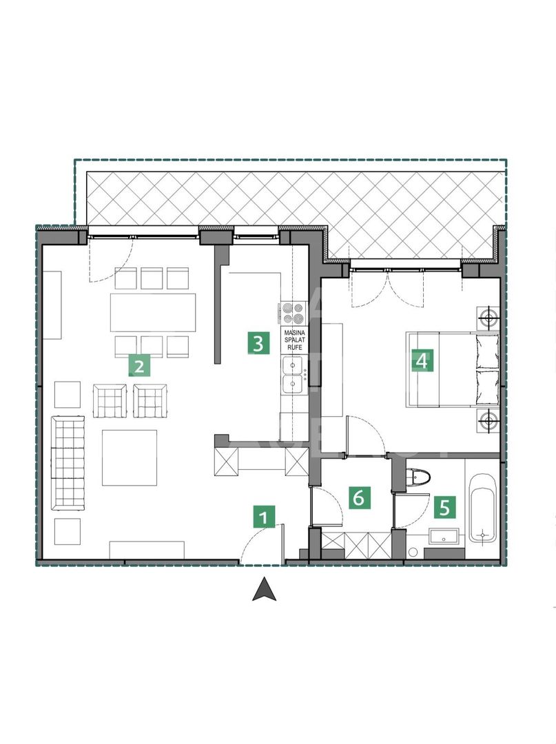 Apartament cu 2 camere  - Vedere spre lac, zona Sisești - Schiță 6