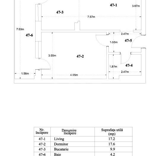 Apartament 2 camere Mobilat Utilat-Th. Pallady Metrou Teclu - Schiță 10