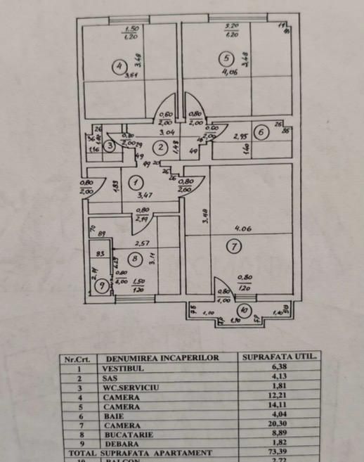 3 CAMERE  ‖ RENOVAT ‖ BLOC REABILITAT ‖ ETAJ INTERMEDIAR  ‖  NERVA TRAIAN - Schiță 12