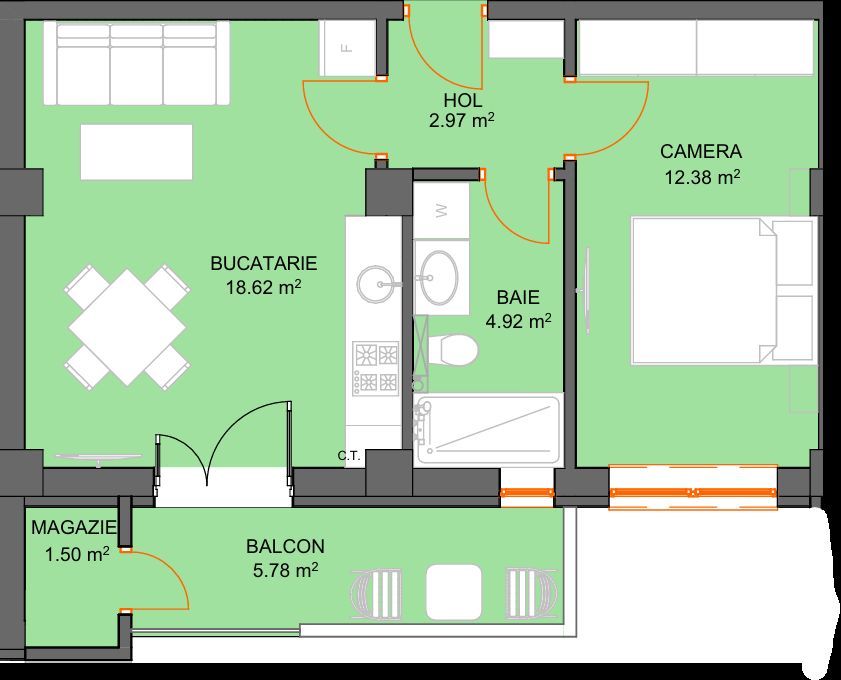 Apartament cu 2 camere si avans doar 5% - zona Doamna Stanca - Sibiu - Schiță 5