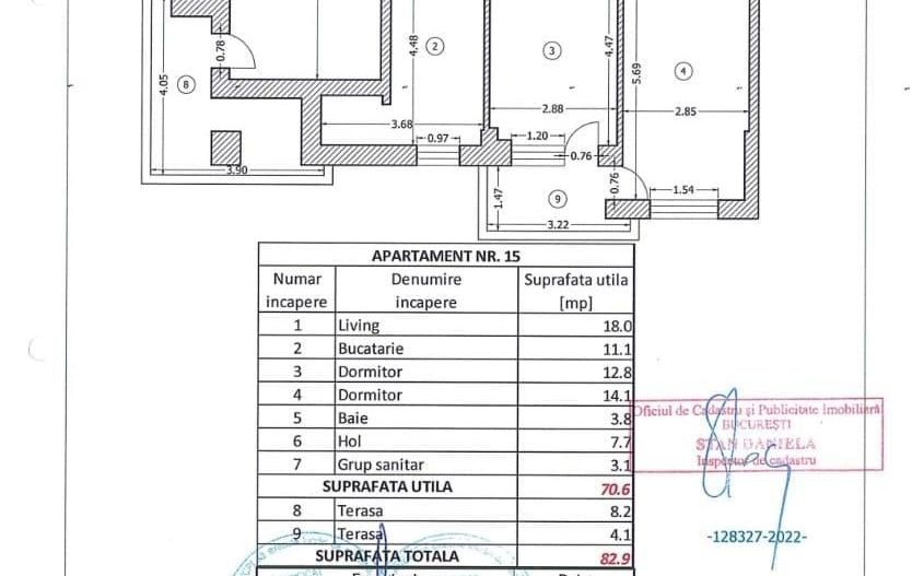 3 camere Finalizat 2022 Pallady 10 min Teclu mobilat utilat - Schiță 21