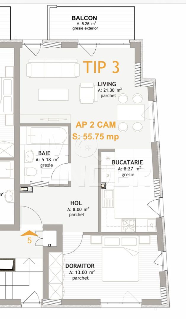 Vânzare apartament 2 camere imobil nou, Borhanci - Poză 2