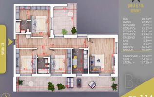 Apartament 4 camere cu TERASA ,Pallady, 10 min Metrou Teclu,Finalizat