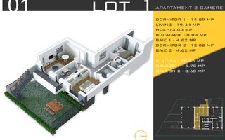 3 camere cu gradina Titan Pallady  Metrou Nicolae Teclu - Schiță 6