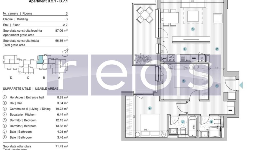 VANZARE APARTAMENT 3 CAMERE | STRAULESTI | 87MP | TERASA | COMPLEX NOU - Poză 16
