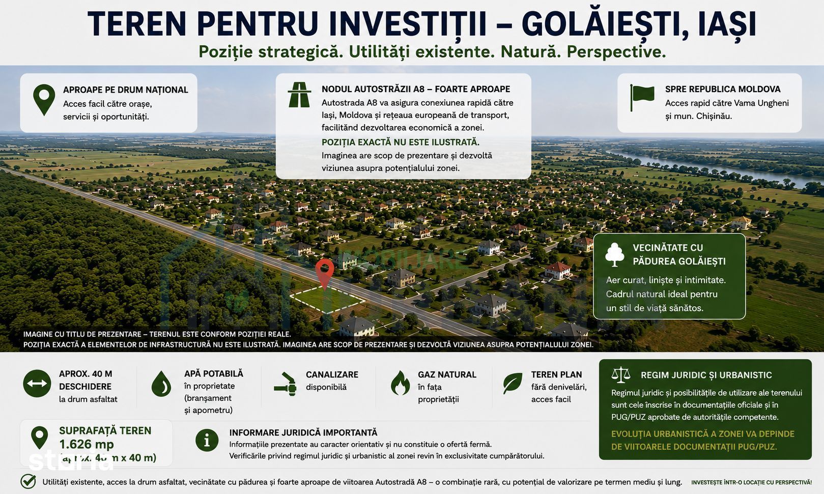 Teren de Investiții în Golăiești, Iași – Lângă Viitorul Nod A8 - Poză 1