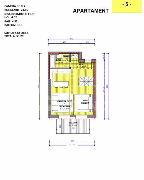 Studio Modern cu Balcon Mare – Sky Light Residence - Poză 6