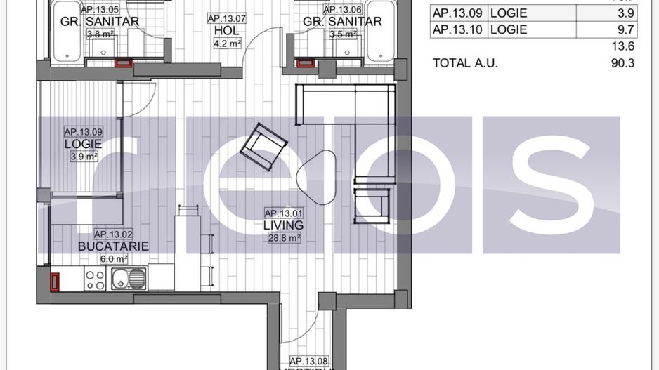 VANZARE APARTAMENT 3 CAMERE | LIZEANU | BLOC NOU | PARCARE | TERASA - Schiță 28
