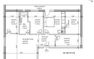 Apartament cu 4 camere in apropiere de aeroport. - Poză 7