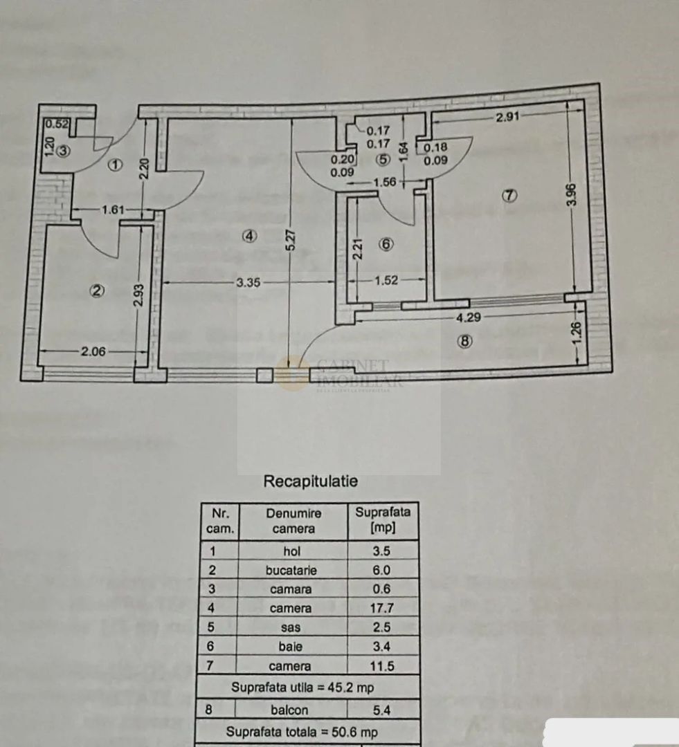 2 Camere - 50MP | Piața Gorjului | Etaj 3/10 | Reabilitat - Schiță 8