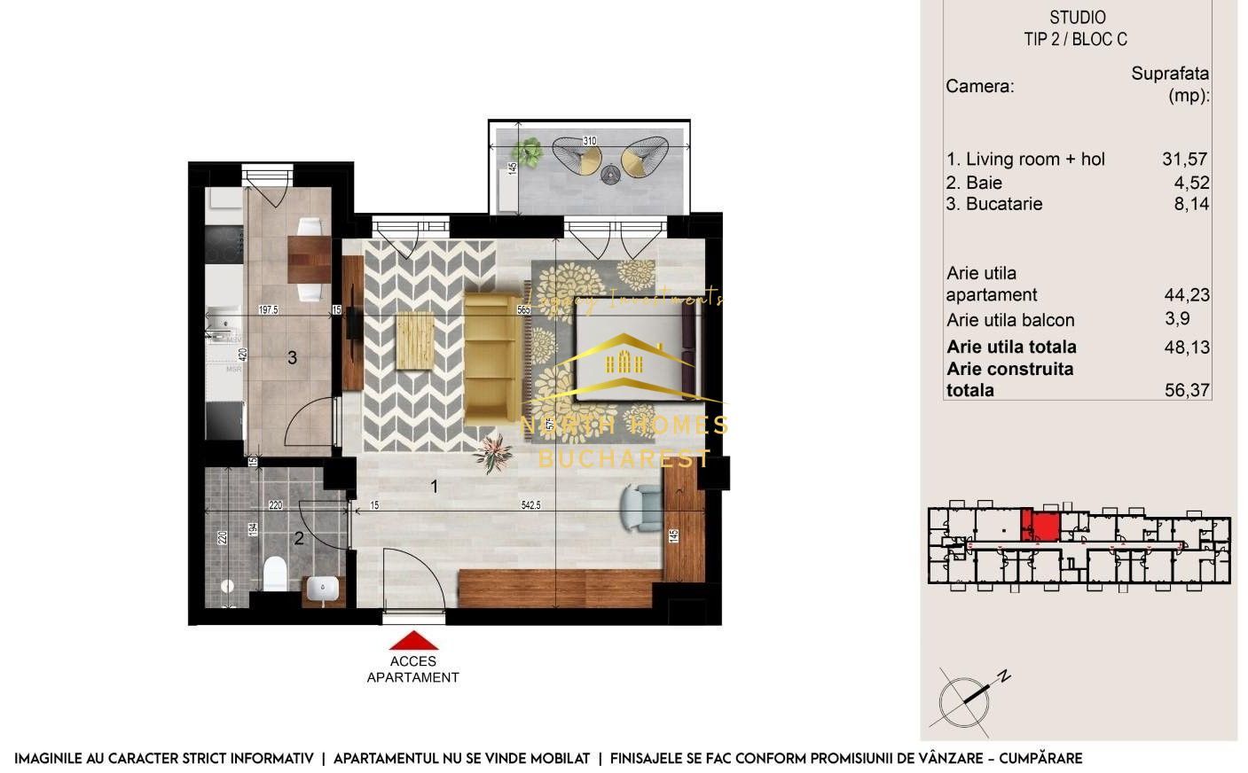 Garsoniera bloc nou, incalzire pardoseala - Metrou Sisesti, Comision 0 - Poză 6