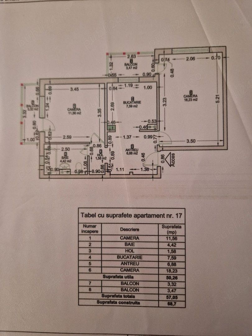 Apartament 2 camere decomandat -spatios ,balcon inchis, zona Sarelui - Poză 3