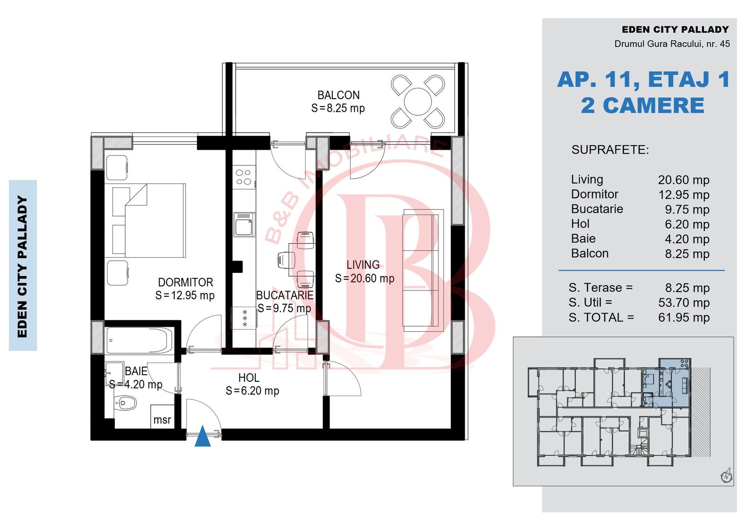 Apartament 2 camere Theodor Pallady Metrou Nicolae Teclu - Schiță 2