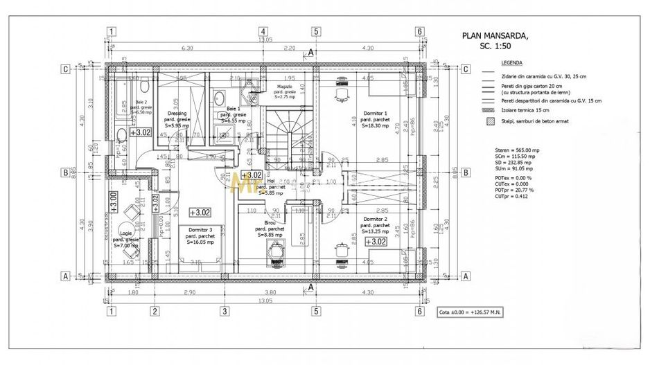 Casă in construcție P+M, Teren 565 mp - Str. George Enescu - Carei - Poză 3