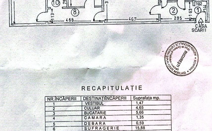 Apartament 3 camere bloc reabilitat Apusului, Pacii, Militari - Schiță 8