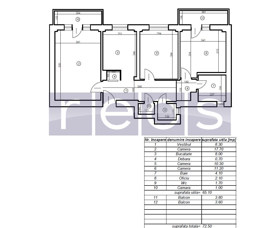 VANZARE 3 CAMERE | DECOMANDAT | 73 MP | CRANGASI | CENTRALA PROPRIE - Schiță 13