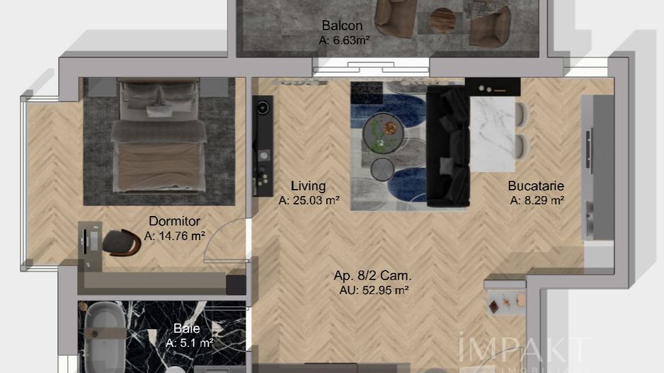 Apartament 2 Camere 53 mp | Bloc Nou 2023 | Lift | Terra, Floresti - Schiță 3