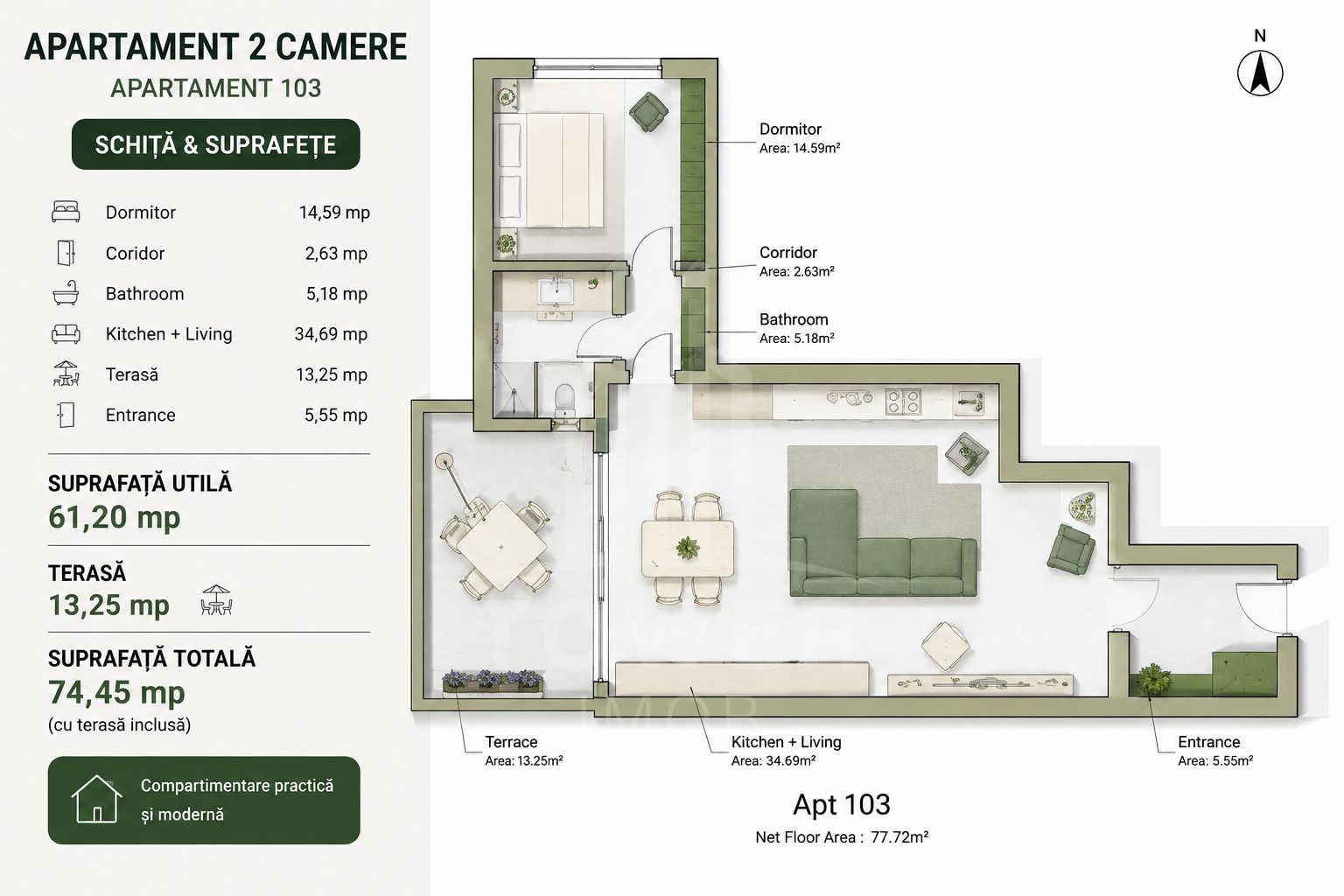 Apartament 2 camere- la cheie- Calea Surii Mici - Poză 4