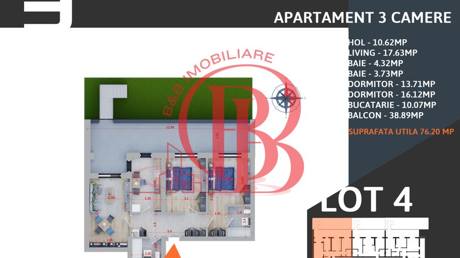 Oferta Lansare 3 camere cu Gradina parcare inclusa Titan Pallady Metrou Teclu - Schiță 2