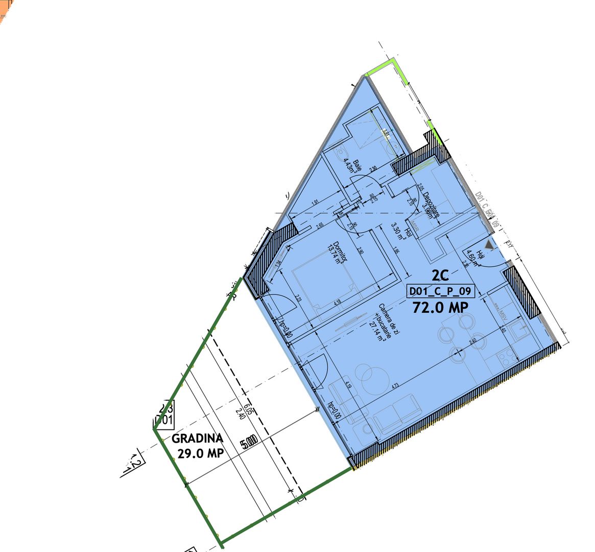 Apartament 2 camere cu gradina si view lac - One Lake District - Schiță 3