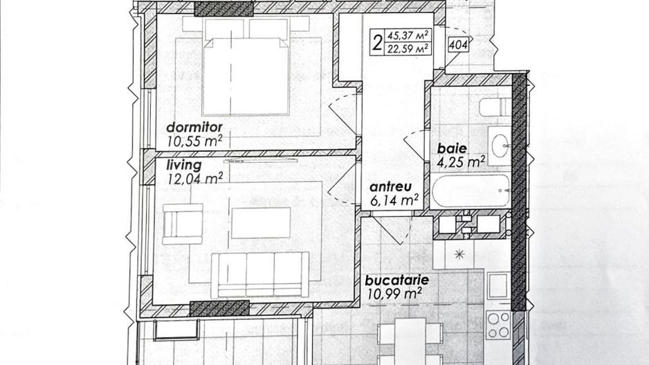 Vânzare, apartament, 2 camere, str. Poștei, Râșcani - Schiță 2