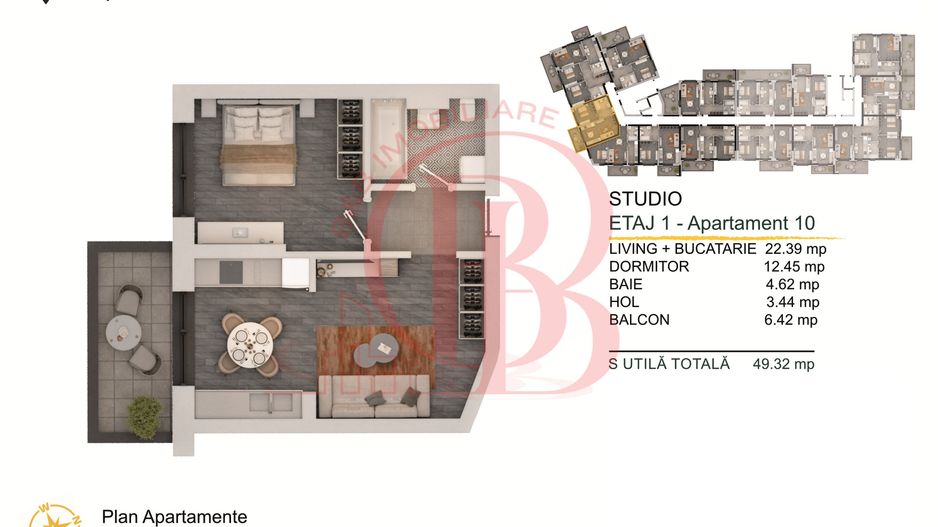 Th. Pallady-Apartament 2 camere Studio Loc de parcare Bonus - Schiță 2