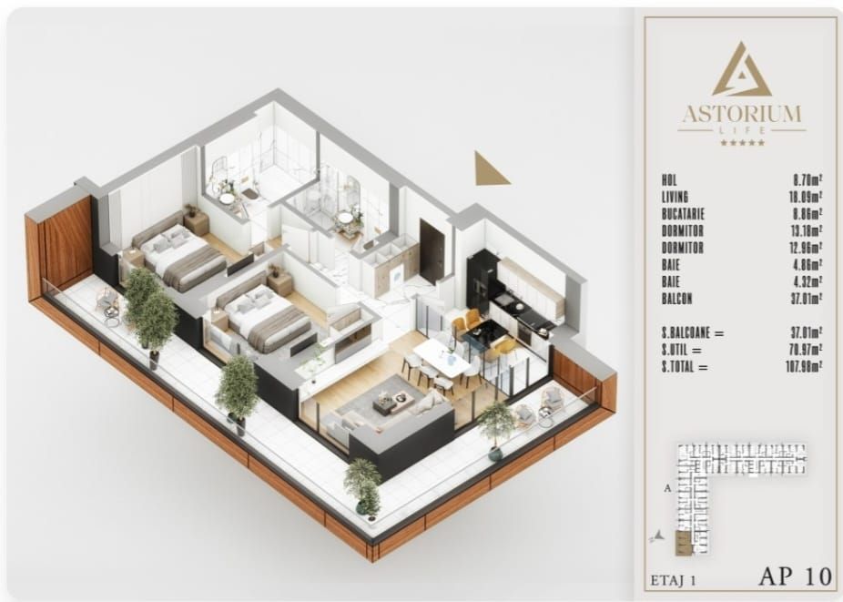 AP. 3CAM DECOMANDAT,ETAJ 1. PROIECT ASTORIUM / MUTARE IMEDIATA! - Poză 2
