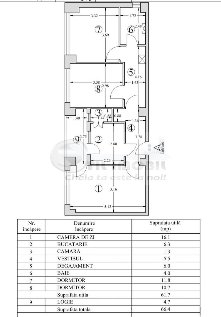 Ap. 3 camere decomandat - Moldova Center - Ultracentral ! - Schiță 4